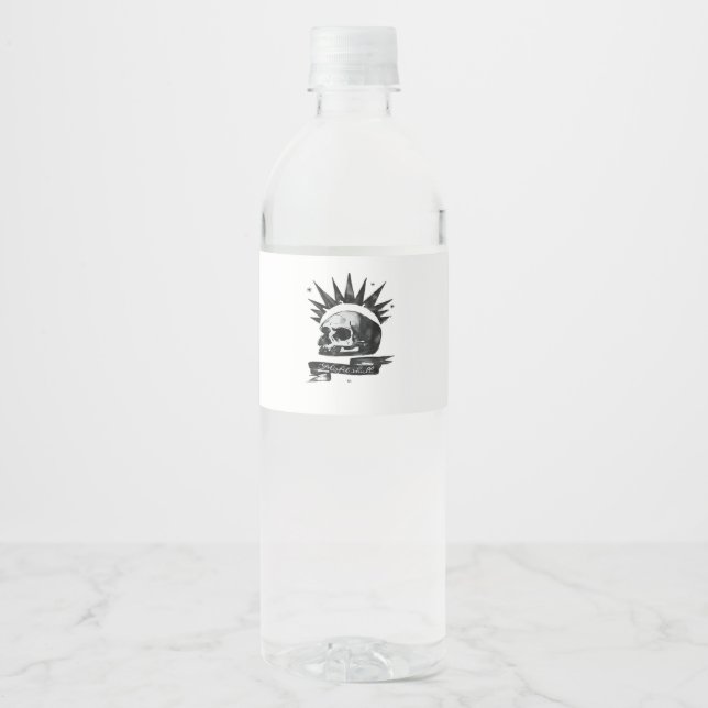 Misfit Skull Creative Character Art Style  Water Bottle Label (Front)