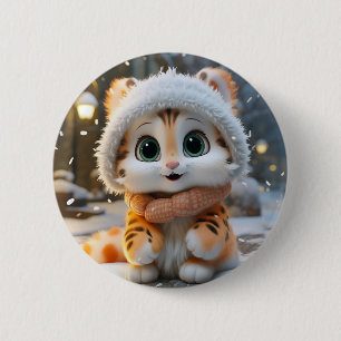 Misha - A fluffy snow leopard 6 Cm Round Badge