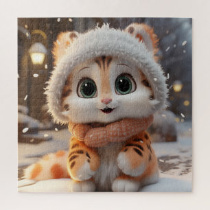 Misha - A fluffy snow leopard Jigsaw Puzzle