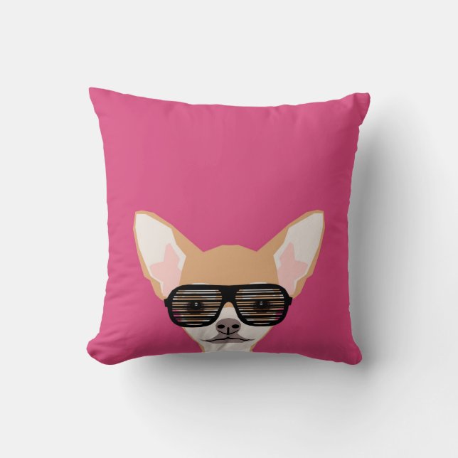 Misha - Chihuahua with avaiators, hipster glasses Cushion (Front)