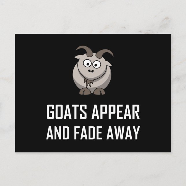 Misheard Lyrics Goats Appear And Fade Away Funny Postcard (Front)