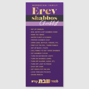 Mishloach Manos Erev Shabbos Magnetic Checklist