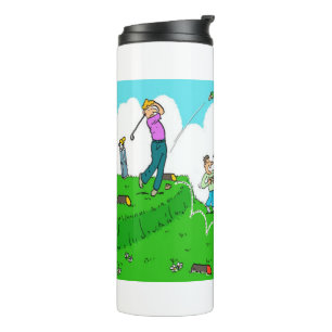 Misjudged Tee-off Cartoon - Funny Thermal Tumbler