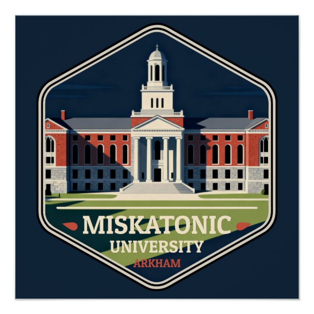Miskatonic University Arkham Vintage Travel Badge Poster (Front)