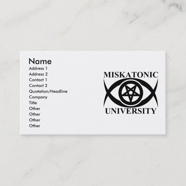MISKATONIC UNIVERSITY BUSINESS CARD (Front)
