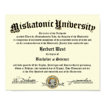 Miskatonic University Diploma