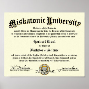 Miskatonic University Diploma Poster