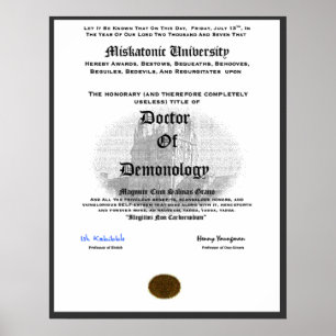 Miskatonic University Doctor of Demonolgy Poster