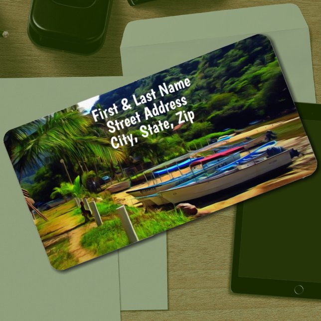 Mismaloya Boats on The River 0350 Address Label (Creator Uploaded)