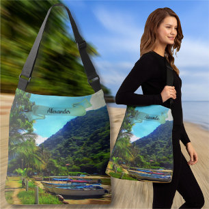 Mismaloya Boats on The River 0350 Crossbody Bag