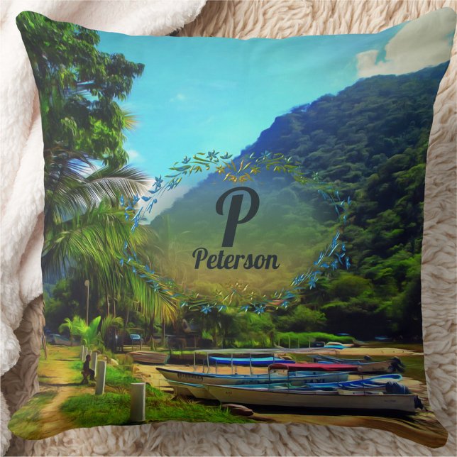 Mismaloya Boats on The River 0350  Cushion (Creator Uploaded)