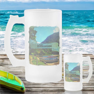Mismaloya Boats on The River 0350  Frosted Glass Beer Mug