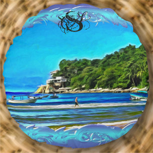 Mismaloya Fishing Boats 0346 Round Cushion