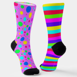 Mismatch Colourful Stripes Polka Dot Socks