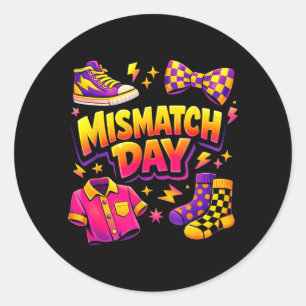 Mismatch Day Summer Wacky Mismatch Day Tacky Day Classic Round Sticker