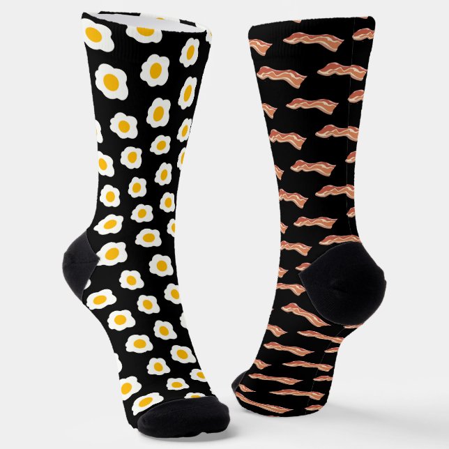 Mismatched Bacon and Eggs Socks (Angled)