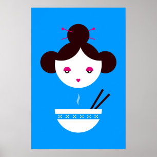 Miso girl (customisable background!) poster