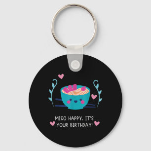 Miso Happy Birthday Japanese Food Funny Quote Pun Key Ring