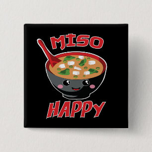 Miso Happy Funny Food Kawaii 15 Cm Square Badge