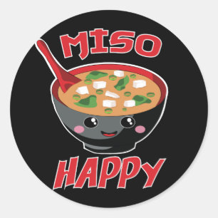 Miso Happy Funny Food Kawaii Classic Round Sticker