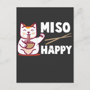 Miso Happy Japanese Cat Lover Ramen Pun Postcard