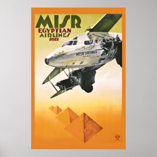MISR Egyptian Airlines937 Pyramids Vintage Style Poster