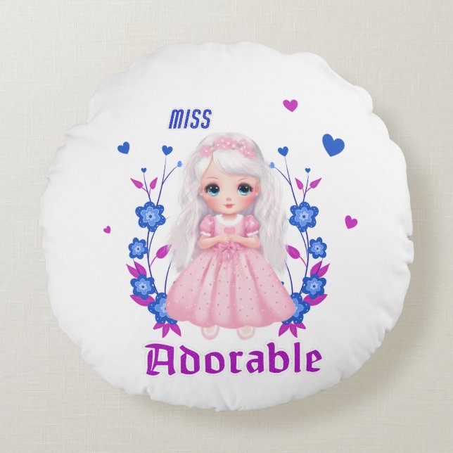 Miss adorable round cushion (Front)