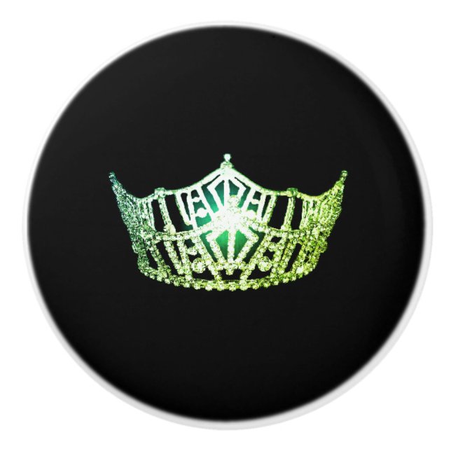 Miss America Apple Crown Ceramic Cabinet Knob (Front)