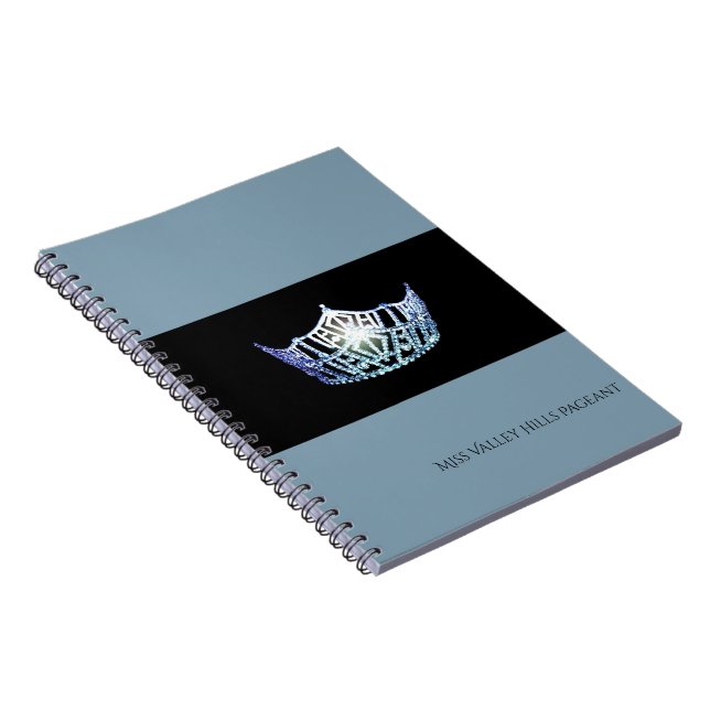 Miss America Baby Blue Crown Notebook- Custom Name Notebook (Right Side)