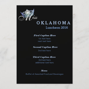 Miss America Black Shimmer Luncheon Program Card