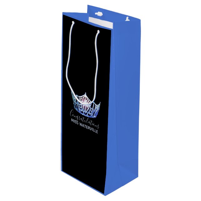 Miss America Blue Crown 2-Tone Gift Bag-Tall Wine Gift Bag (Front Angled)