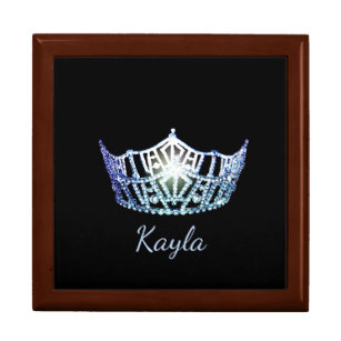 Miss America Blue Crown Personal Name Jewerly Box