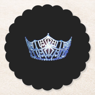Miss America Blue Crown Scalloped Paper Coasters