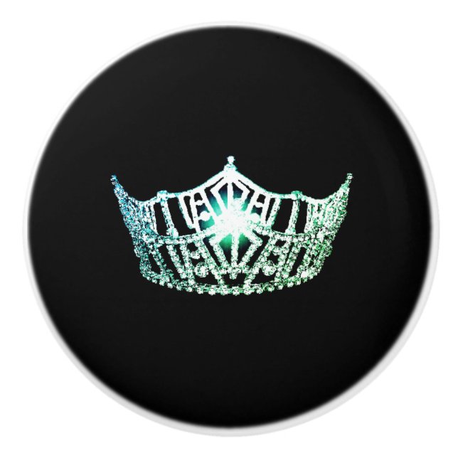 Miss America Celery Crown Ceramic Cabinet Knob (Front)