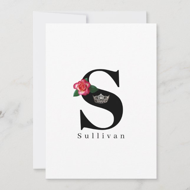 Miss America Crown Flat Note Cards-Rose Card (Front)