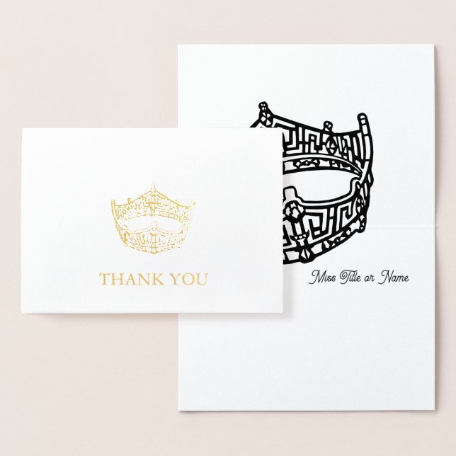 Miss America Crown Gold Foil Thank You Card (Display)