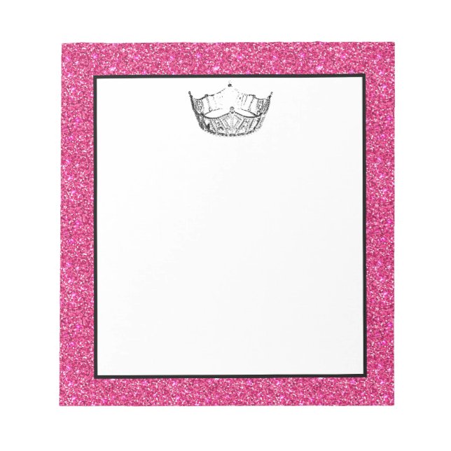 Miss America Crown Pink Glitter Notepad (Front)