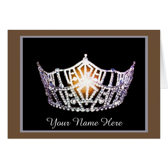 Miss America Crown Thank You Card in BRWN/SLVR (Front Horizontal)