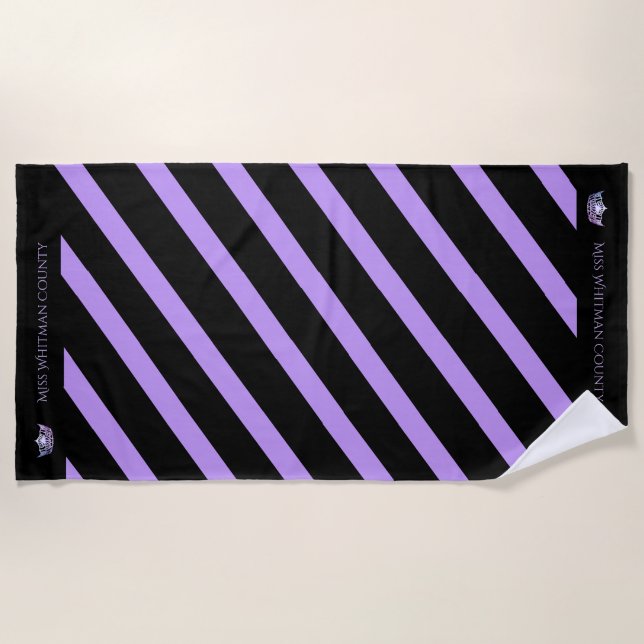 Miss America Custom Stripe Lilac Crown Beach Towel (Front)