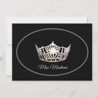 Miss America Flat Note Card-Silver Crown/Black