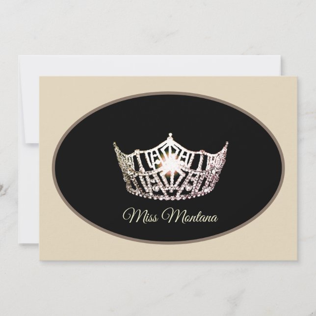 Miss America Flat Note Card-Silver Crown/Ivory Card (Front)