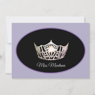 Miss America Flat Note Card-Silver Crown Purples Card