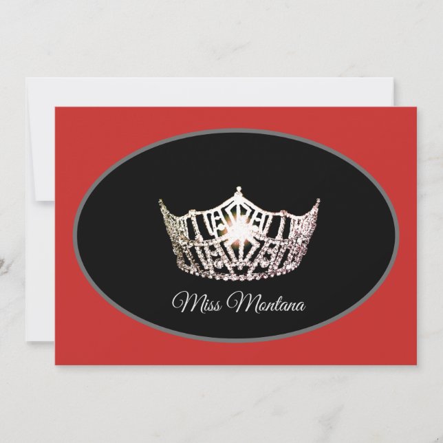 Miss America Flat Note Card-Silver Crown/Red Card (Front)