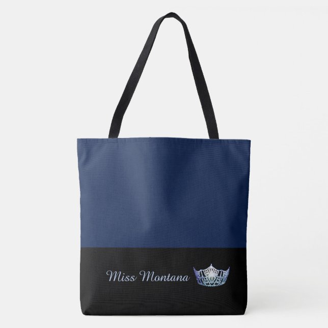 Miss America Frost Blue Crown Tote Bag-Large Navy (Front)
