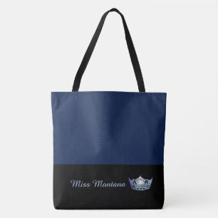 Miss America Frost Blue Crown Tote Bag-Large Navy Bag