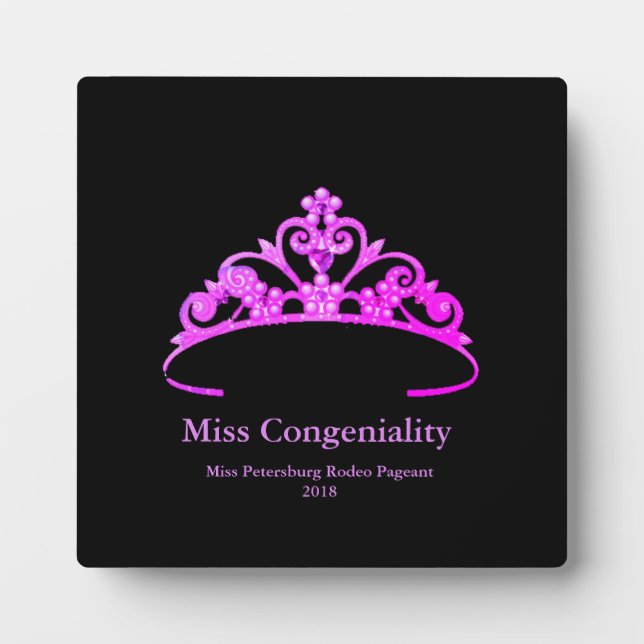 Miss America Fuchsia Tiara Crown Awards Plaque (Front)