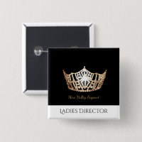 Miss America Gold Crown Custom Button Pin