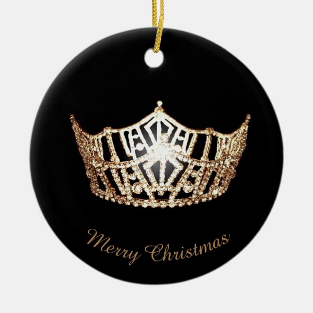 Miss America Gold Crown Round Ornament (Front)