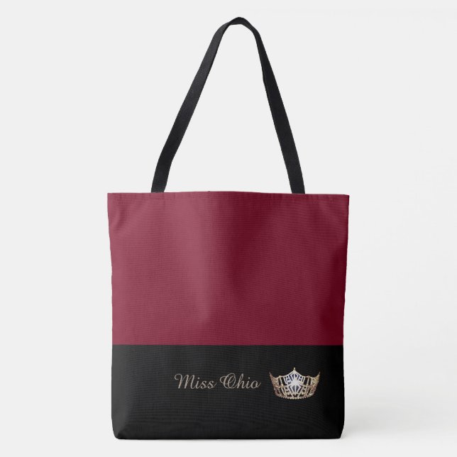 Miss America Gold Crown Tote Bag LRGE Crimson (Front)