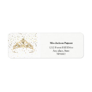 Miss America Gold Tiara Stars Crown Address Labels